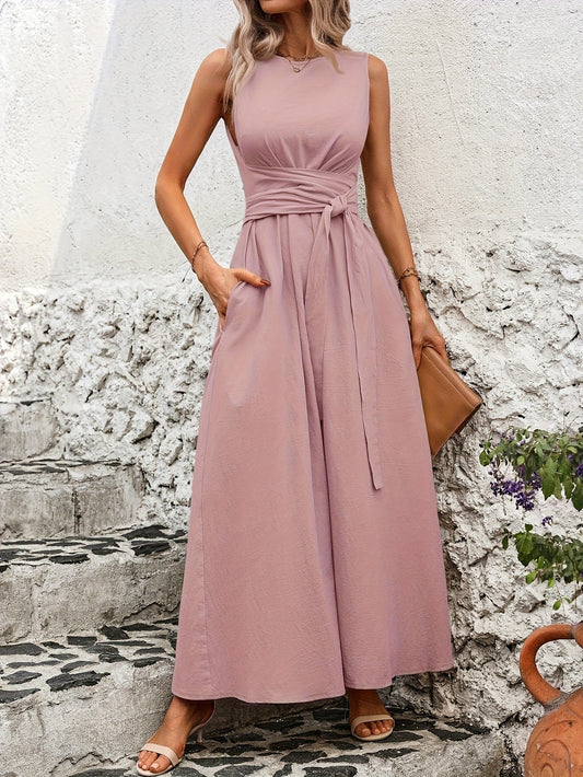 Dam Jumpsuit Elegant Ärmös Vid Benslut Sommar Fest och Vardag