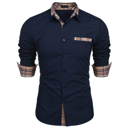Herrskjorta Slim Fit Business Casual med Rutiga Detaljer – Långärmad, Modern Stil