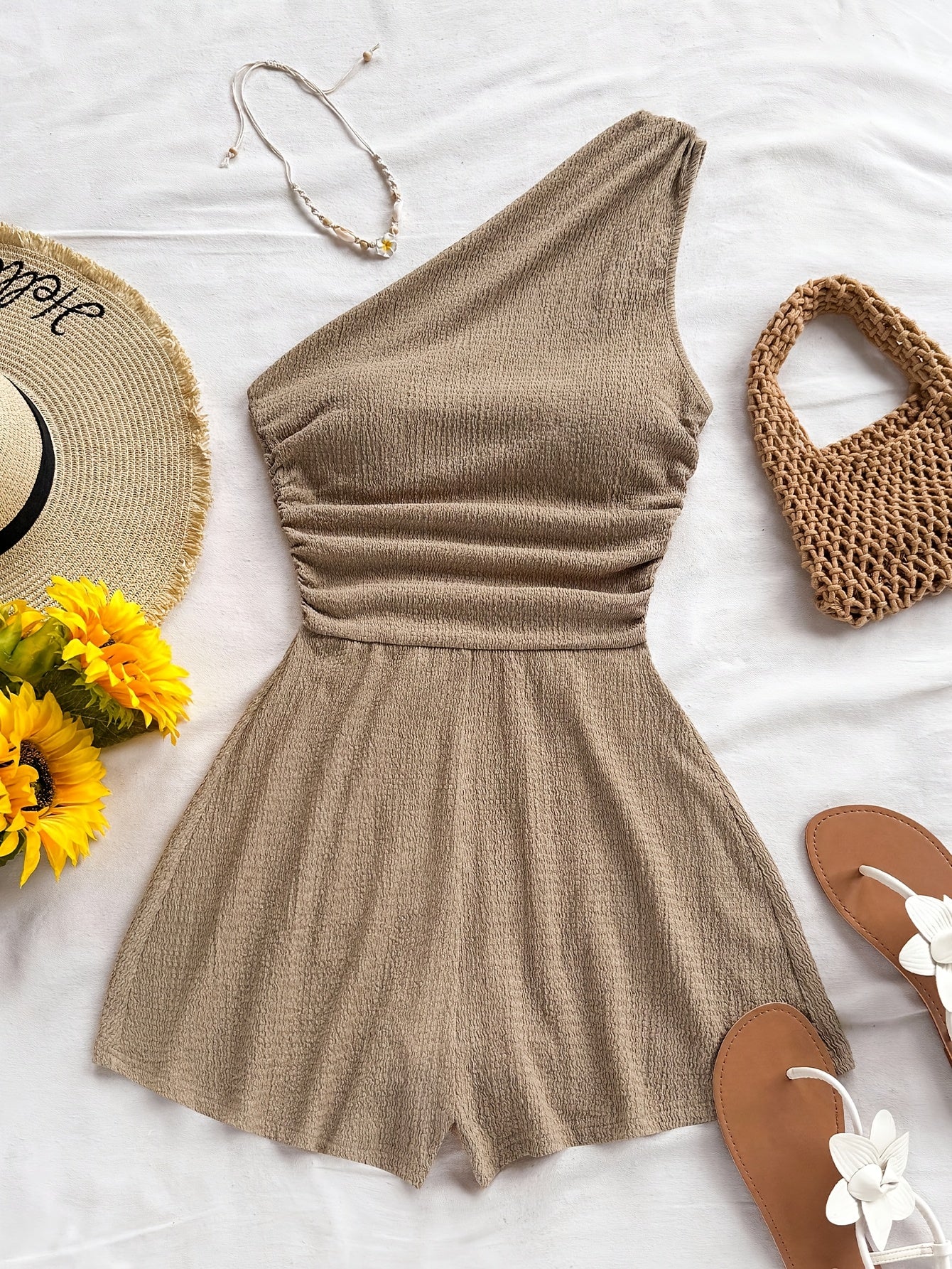 Dam Playsuit Asymmetrisk Sommarstil Fritidskläder