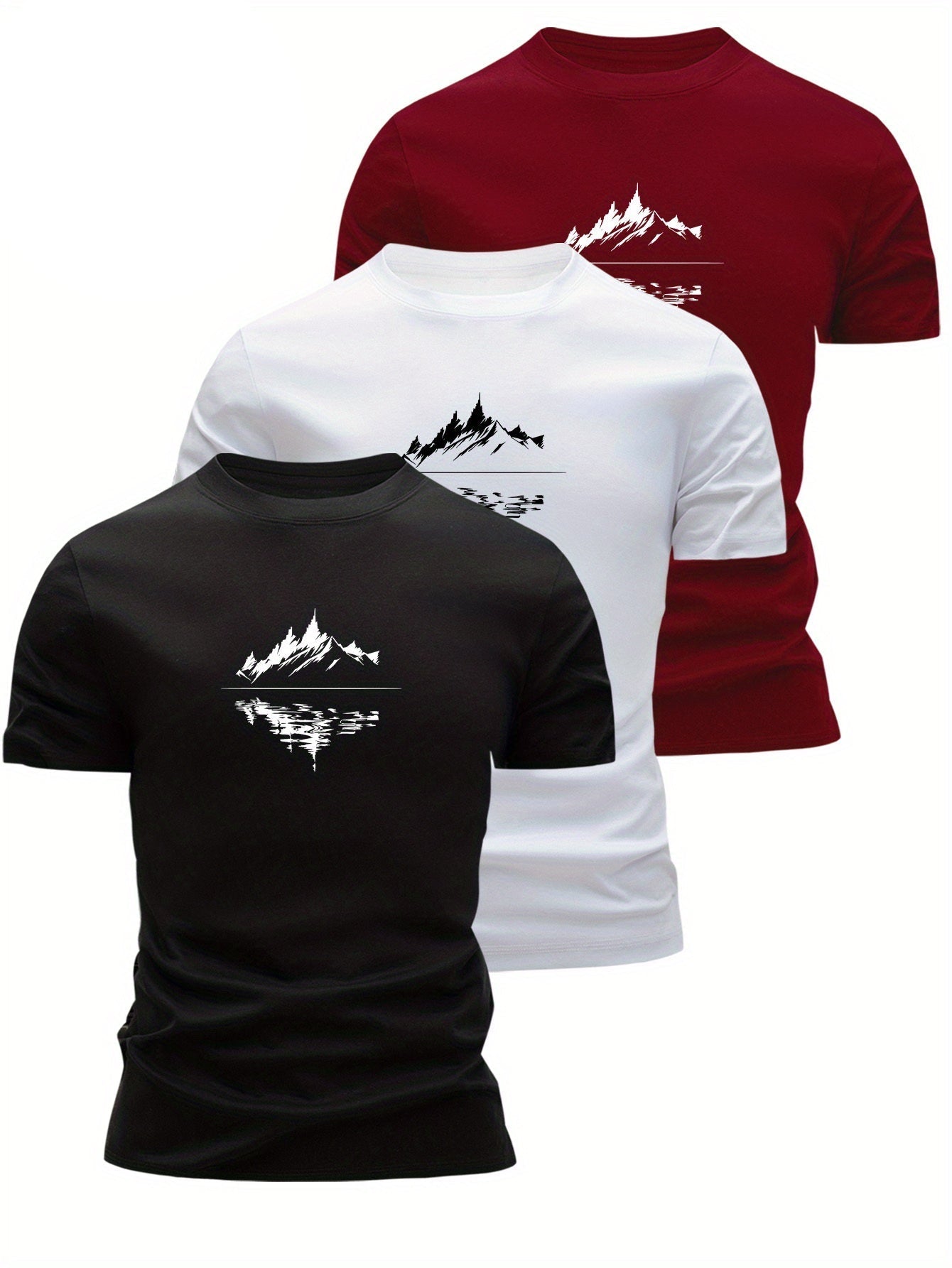 Herr T-shirt med bergsmotiv – Modern grafisk stil för vardagsbruk