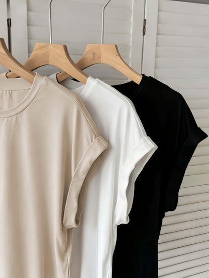 Dam T-shirt Kortärmad Modern Stil för Vardagsbruk och Avslappnad Look