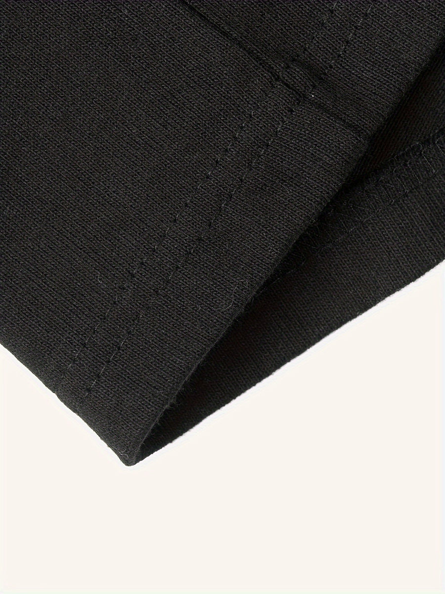 Unisex Långärmad T-shirt i Enfärgad Lös Passform med Rund Hals