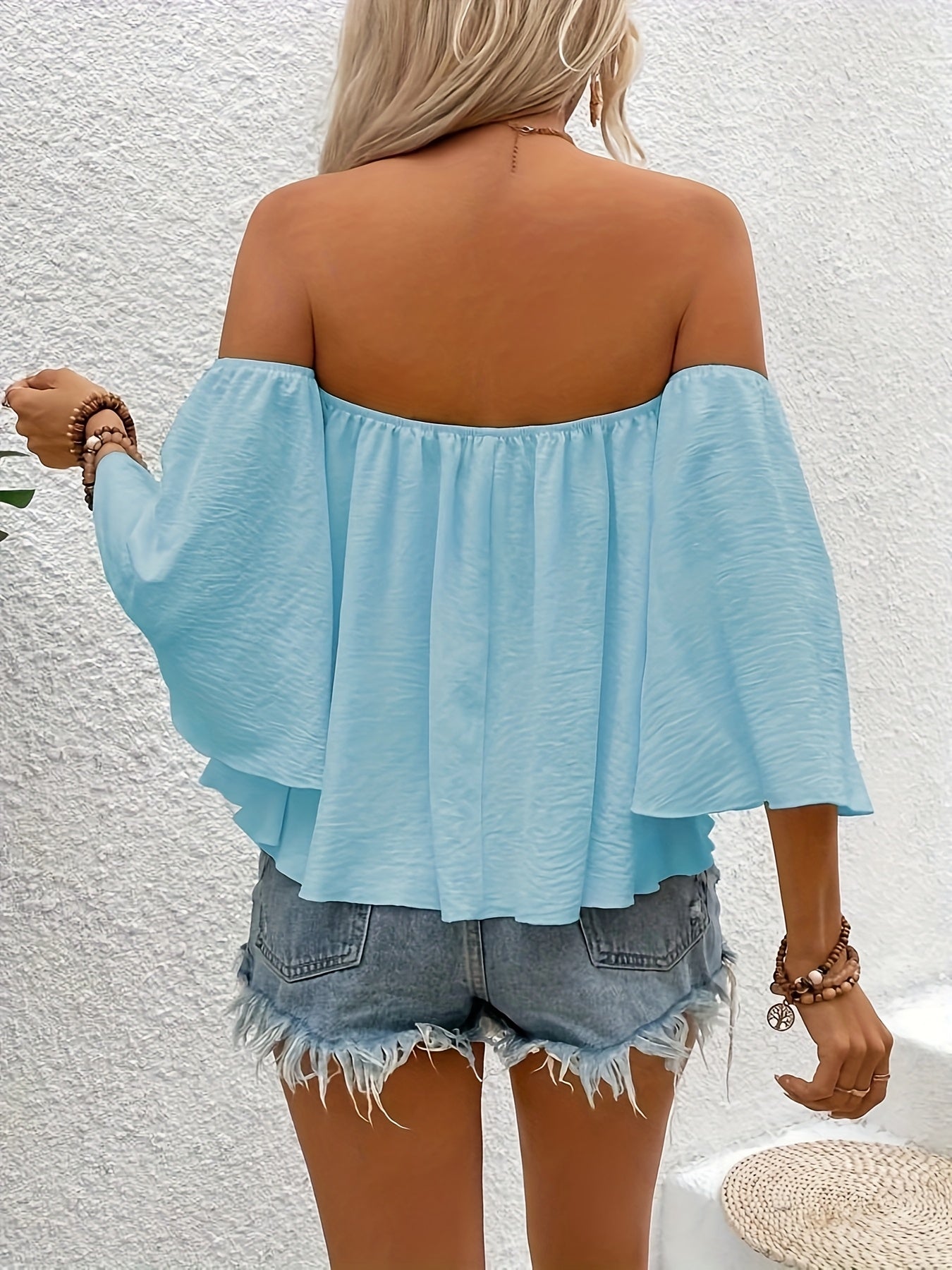 Dam Off-Shoulder Blus Bohemisk Sommarstil Avslappnad Semester