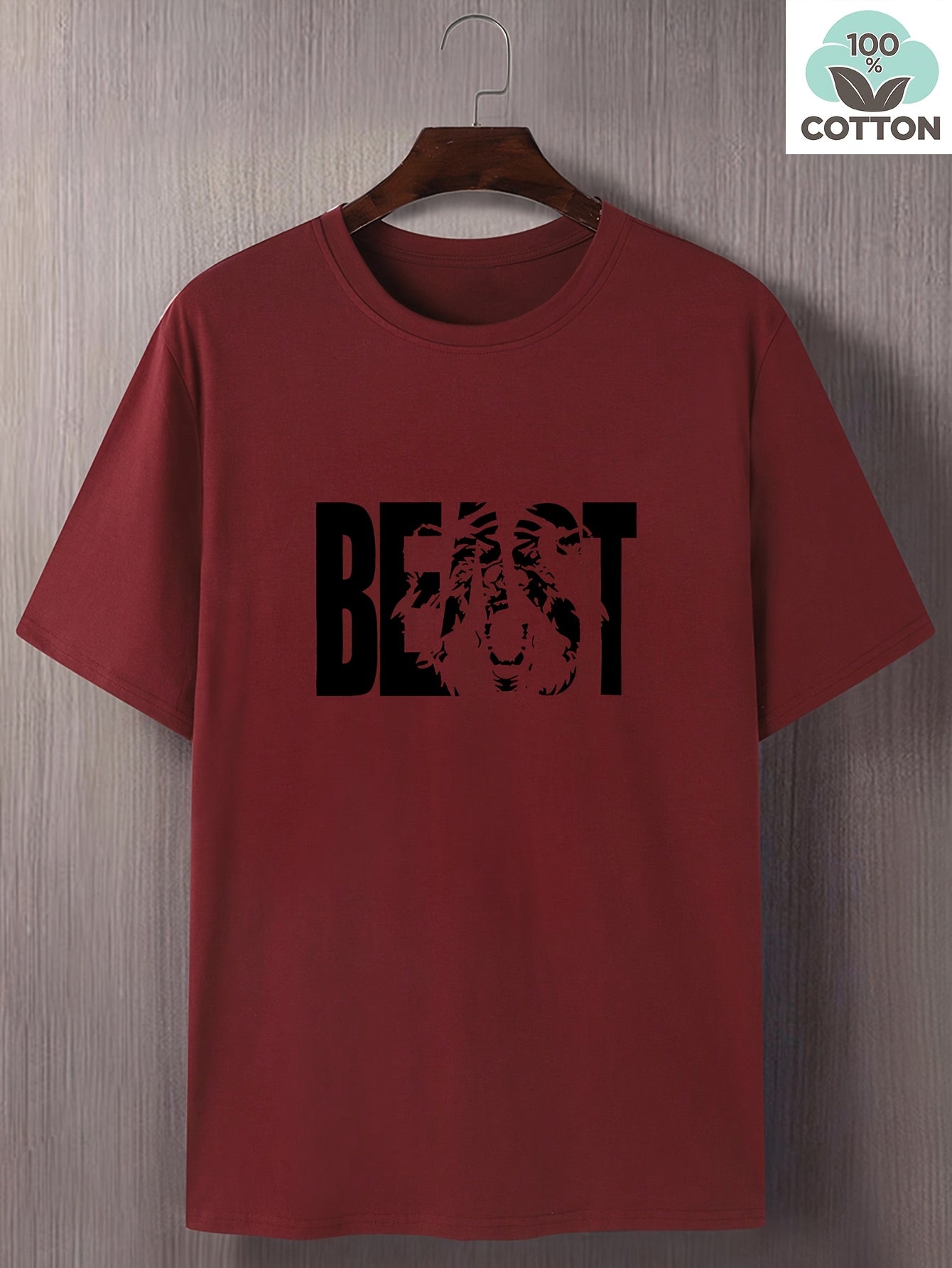 Herr T-shirt med BEAST-tryck – Trendig och avslappnad stil för stora storlekar