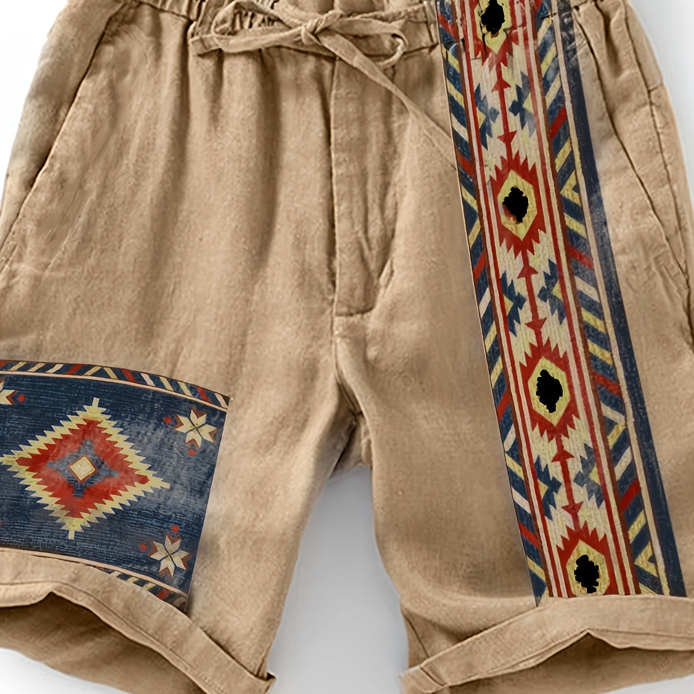 Herrshorts med etnisk och geometrisk design – Trendiga avslappnade shorts för sommar och semester