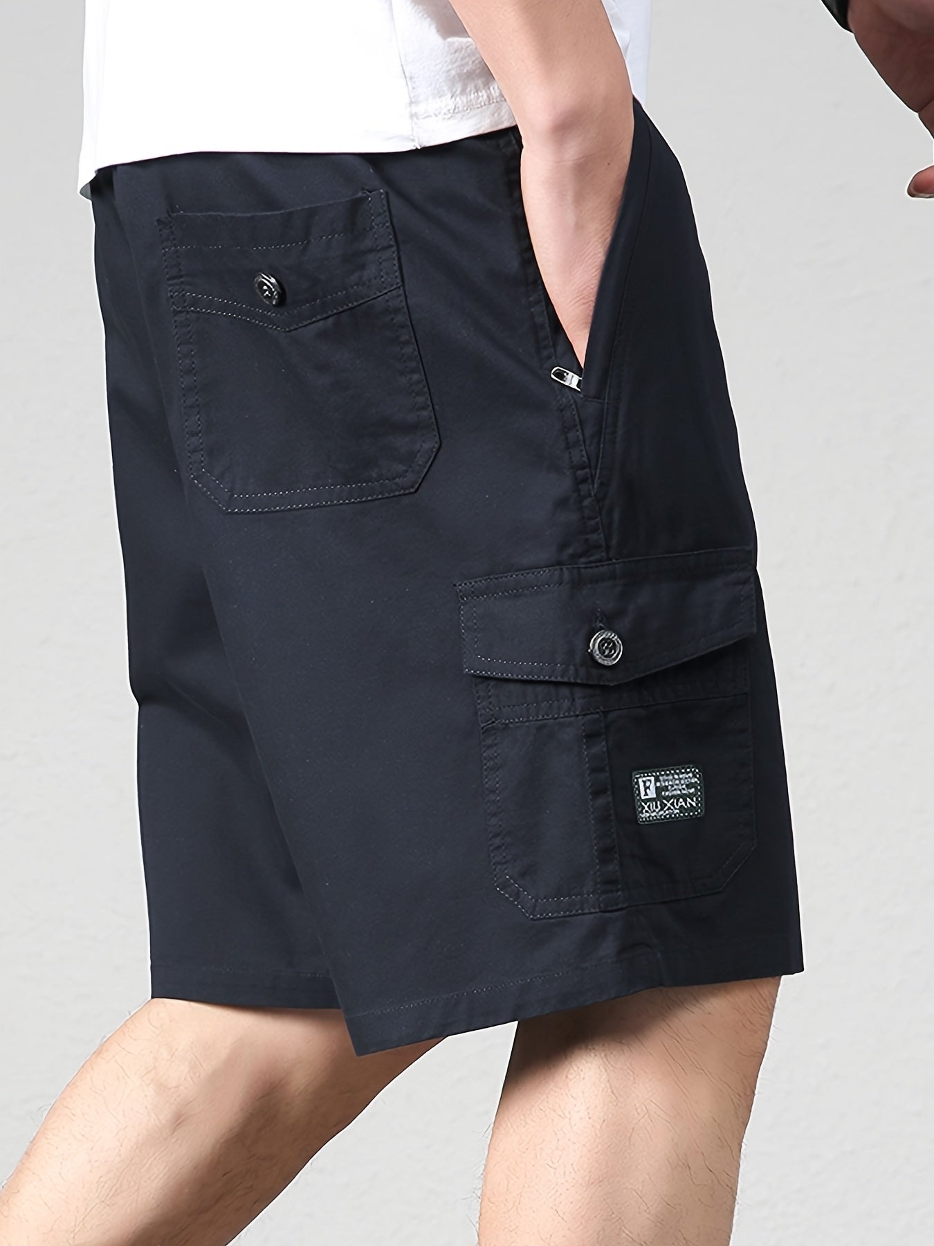 Herrarnas avslappnade cargoshorts med fickor för vardag och fritid