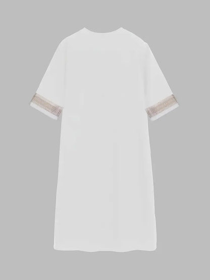 Dam Sommarklänning V-ringad Boho Stil Perfekt för Avslappnade Dagar