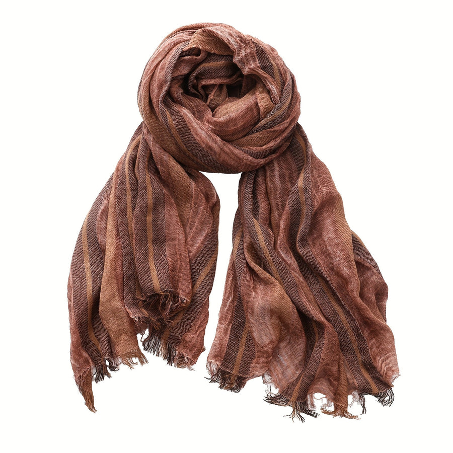 Randig scarf med fransar i mjukt material för unisex