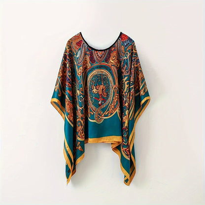 Dam Poncho Topp Boho Stil Perfekt för Strand och Fritid