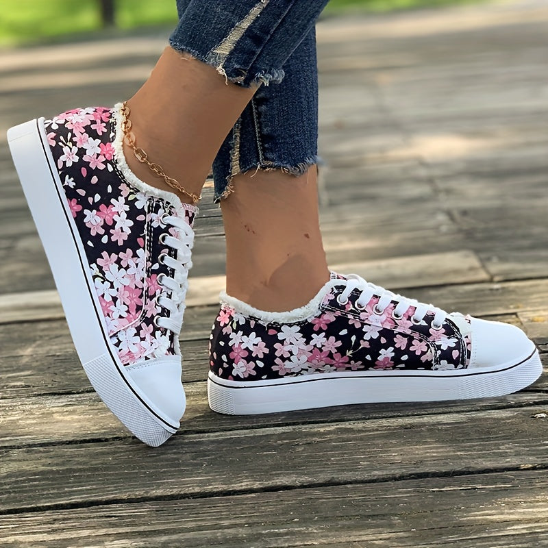 Dam Sneakers Blommiga Vardagsskor Trendig Fritidssko
