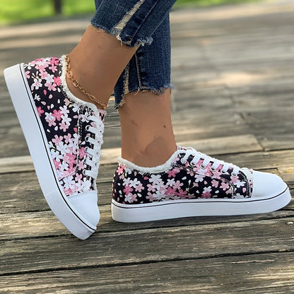 Dam Sneakers Blommiga Vardagsskor Trendig Fritidssko