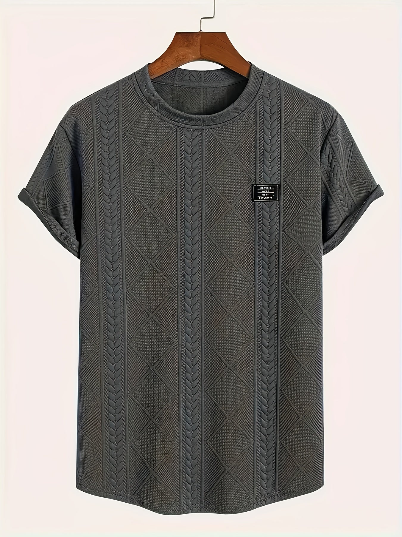 Herr T-shirt med stickad kabelmönster – Modern och avslappnad stil för vardagsbruk