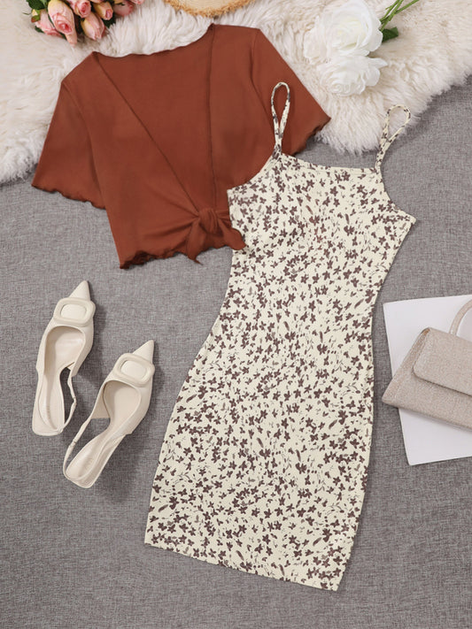 Damklänning med Elegant Omlott-Topp och Somrig Blommig Bodycon Stil – Perfekt för Vår och Sommar