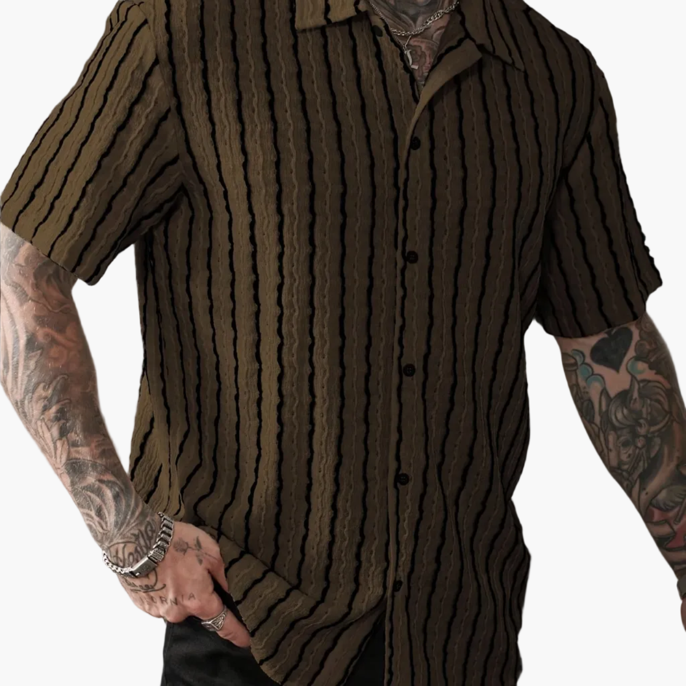 Herr Skjorta Kortärmad Randig Sommar Casual Weekendstil