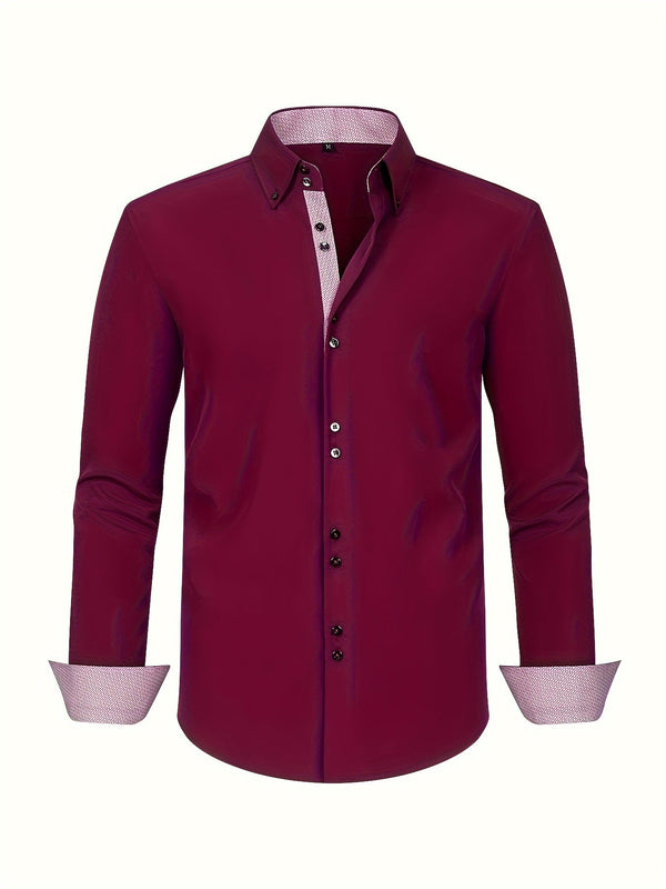 Herrskjorta Elegant Affärslook Långärmad Slim Fit – Perfekt för Kontor och Fest
