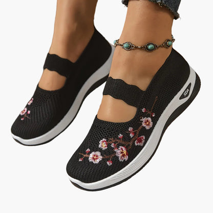 Dam Sneakers Mary Jane med Broderi och Lätt Komfort För Vardagsbruk