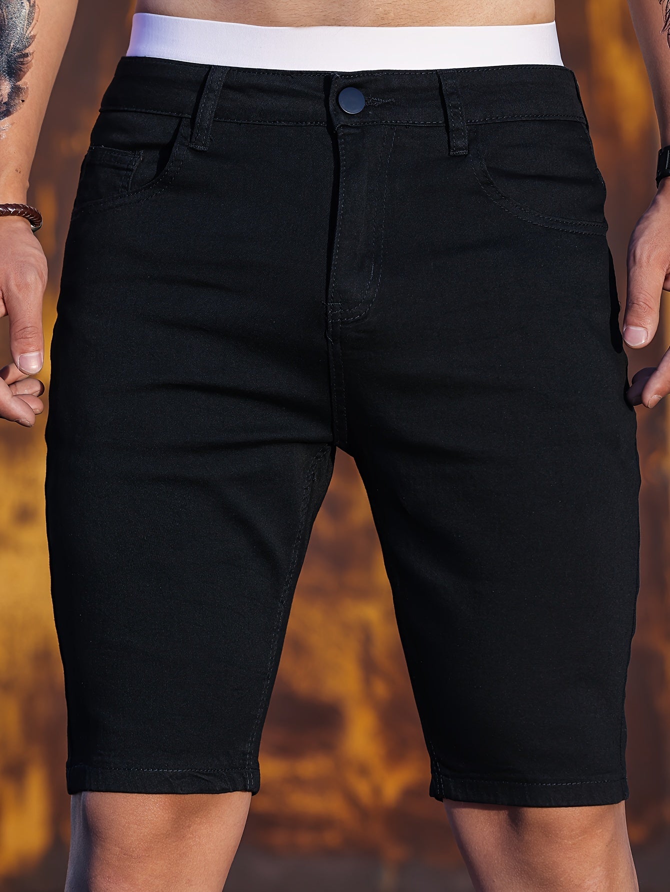 Herr Bermudashorts Skinny Jeans – Trendiga Kortbyxor för Sommar och Fritid