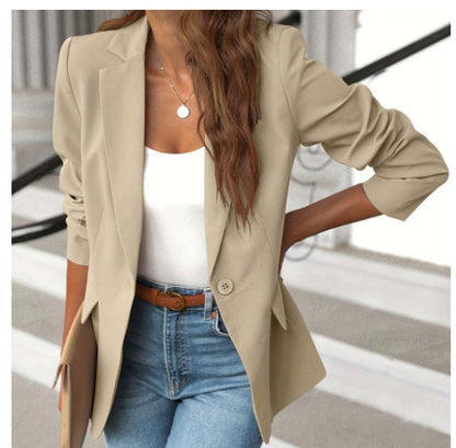 Melissa – Polyester Höst Långärmad Enfärgad Cardigan Liten Kostymjacka