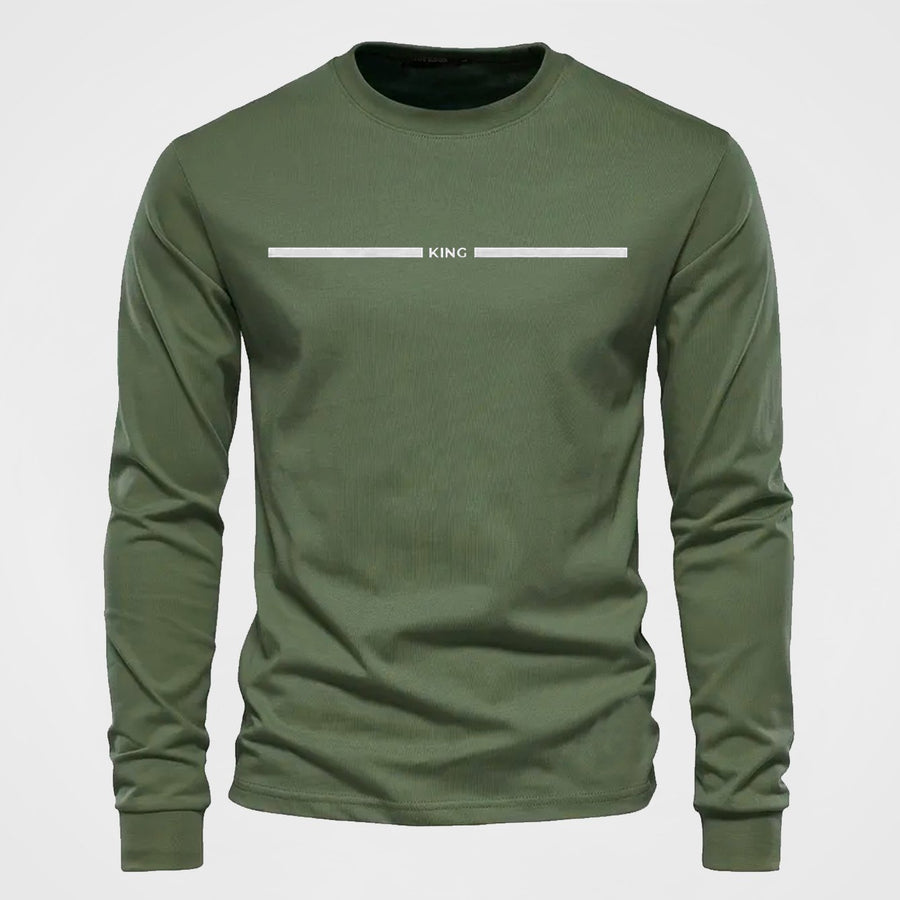 Långärmad T-shirt med Rund Hals och Linjärt KING-Tryck