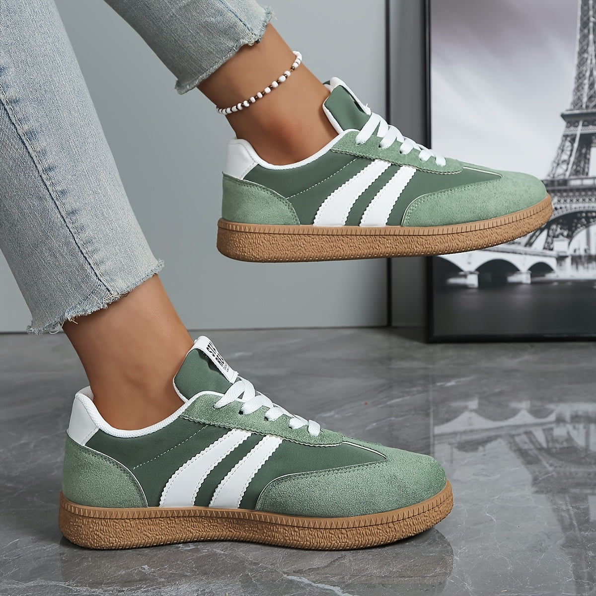 Dam Sneakers Retro Stil Vardagsträningsskor Avslappnad Komfort