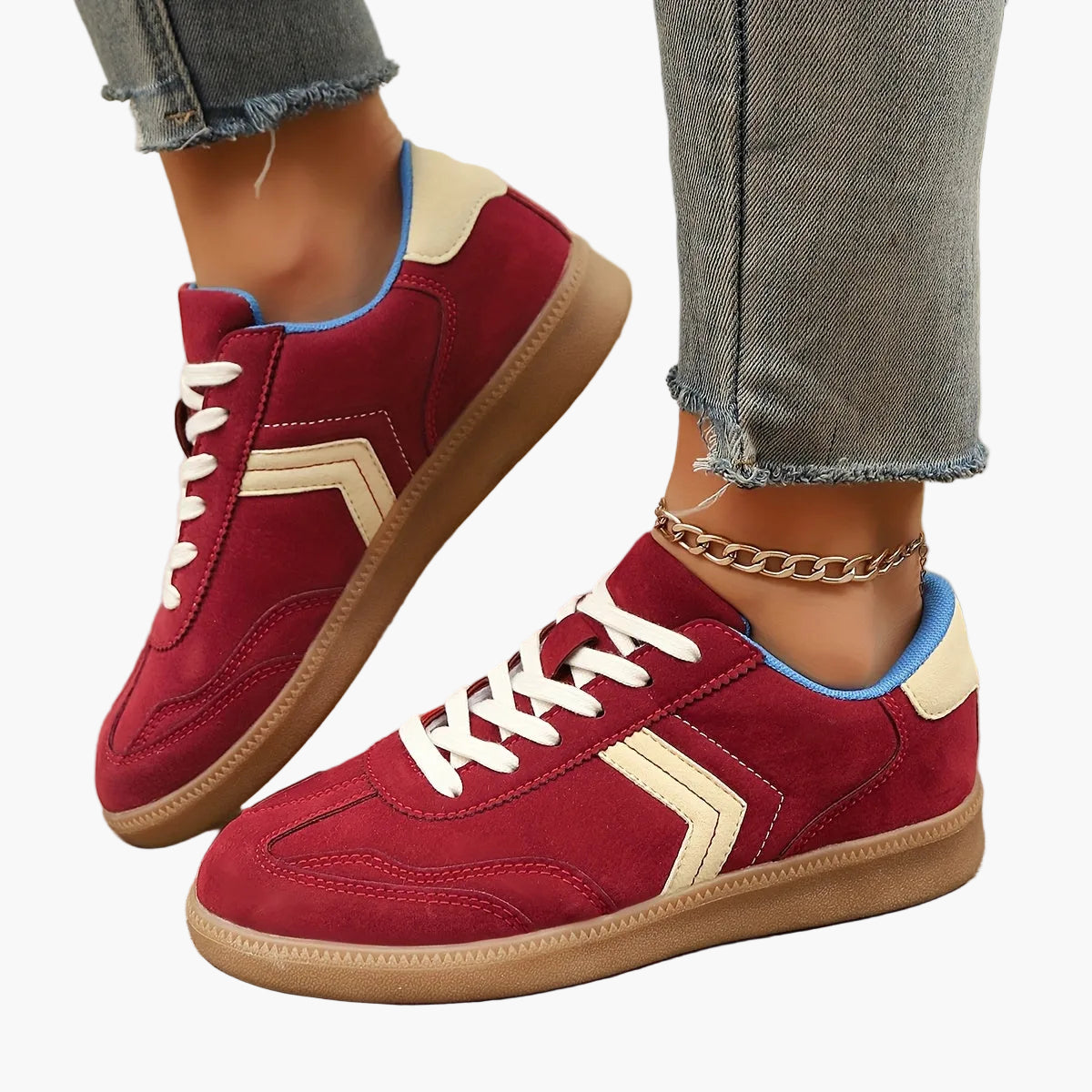 Dam Sneakers Retro Stil Färgblock Vardagsskor