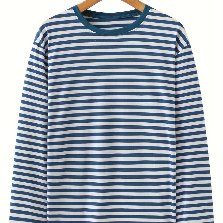 Randig långärmad t-shirt med rund hals