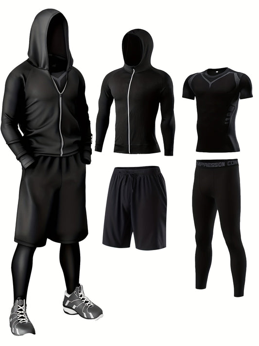Herr Sportklädesset – Komplett 5-delars Träningsoutfit för Gym & Löpning