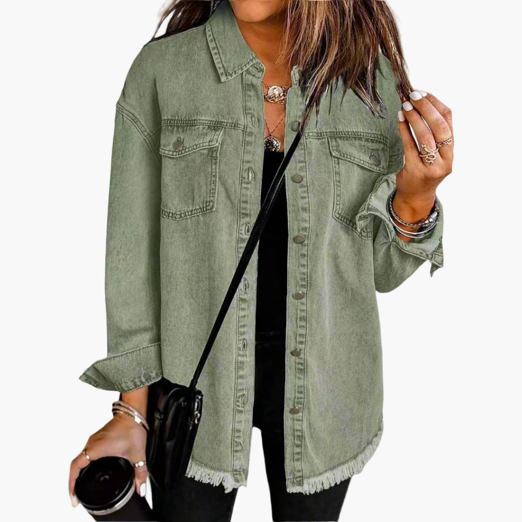 Dam Jeansjacka Oversized Casual Stil – Perfekt för Lager-på-lager och Vardag