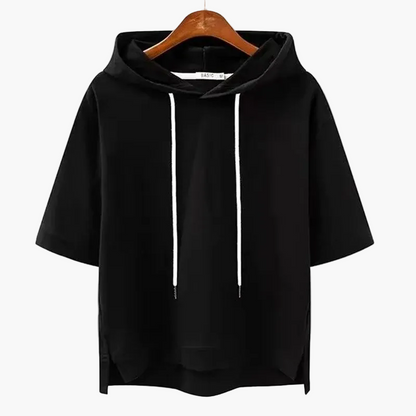 Dam Hoodie med Korta Ärmar – Trendig och Avslappnad Tröja för Vardag och Sport