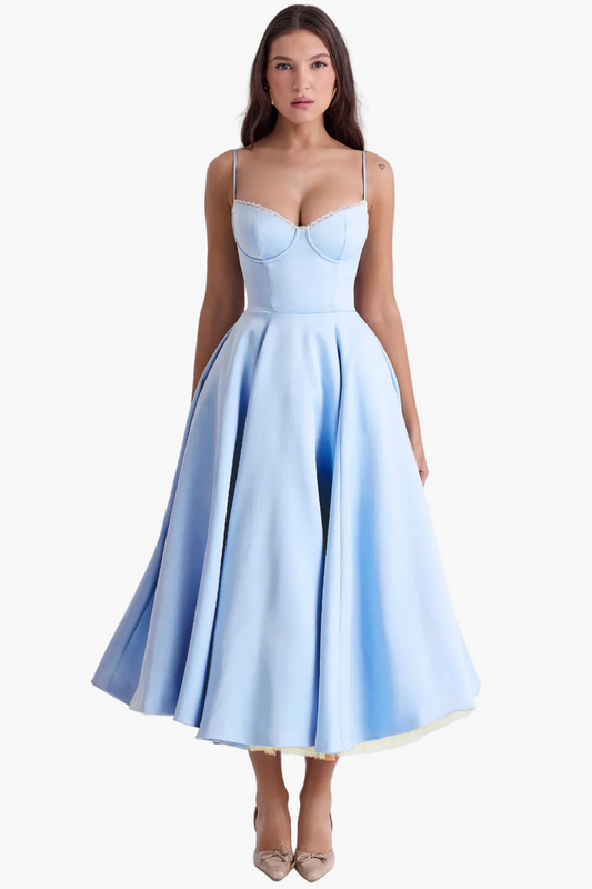 Damklänning Festklänning Elegant Vintage Stil Balklänning med Markerad Midja och Vid Kjol