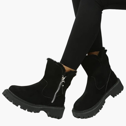 Dam vinterboots med foder och dragkedja – Trendiga och varma vardagskängor