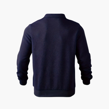 Herrtröja med Kvartdragkedja och Geometriskt Mönster – Modern Vintage Stil för Vardag och Fritid