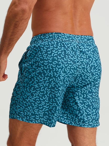 Herr Badshorts Sportig Stil med Snyggt Mönster – Perfekt för Strand och Pool