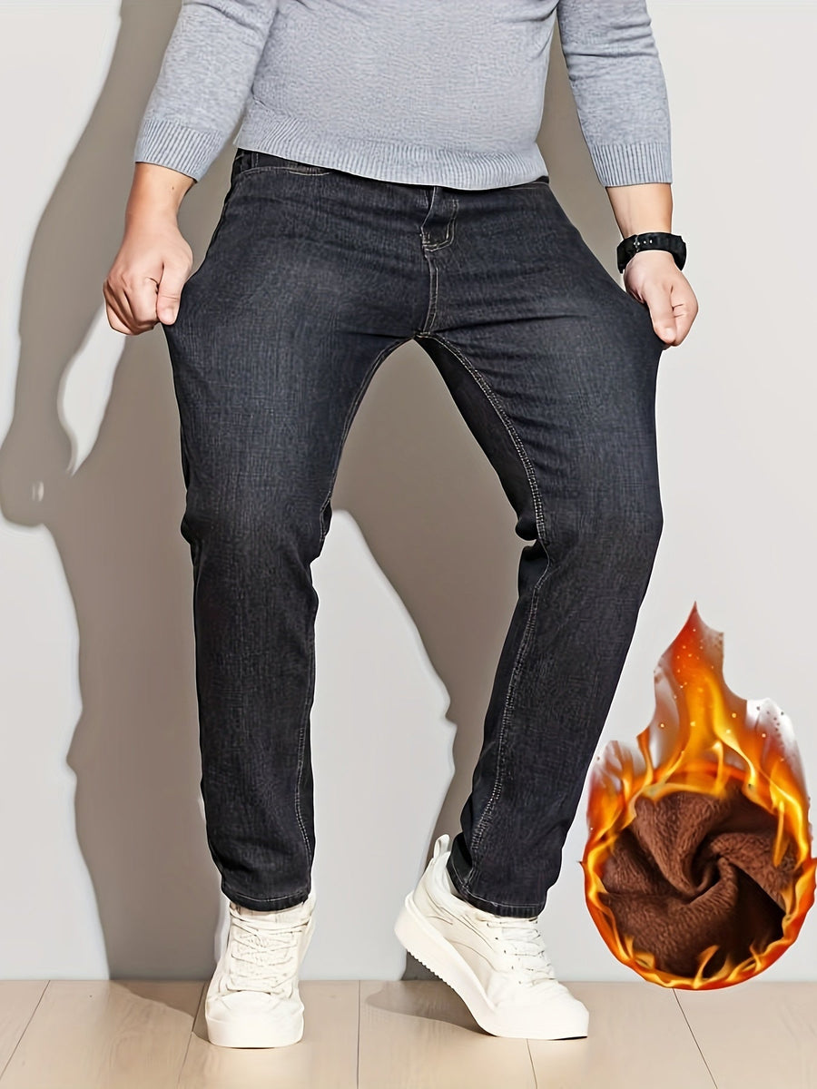 Herrjeans med varmt foder, mörkblå
