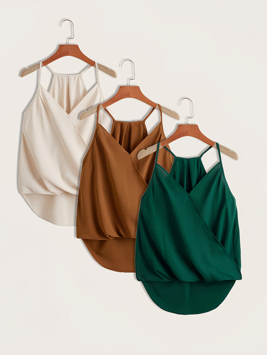 Dam Halterneck Draperad Ärmlös Blus – Trendig och Elegant för Vardag och Fest