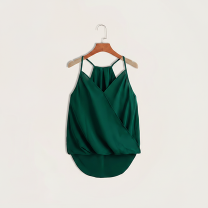 Dam Halterneck Draperad Ärmlös Blus – Trendig och Elegant för Vardag och Fest