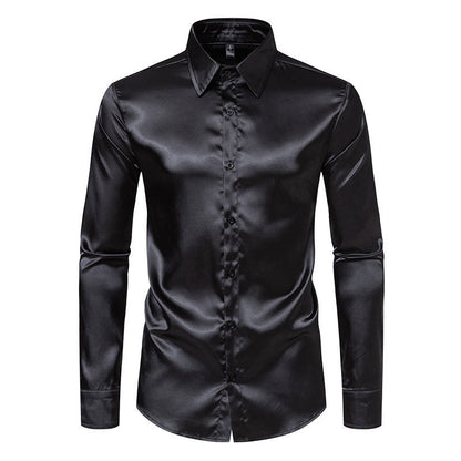 Ian – Satin skjorta i solid färg