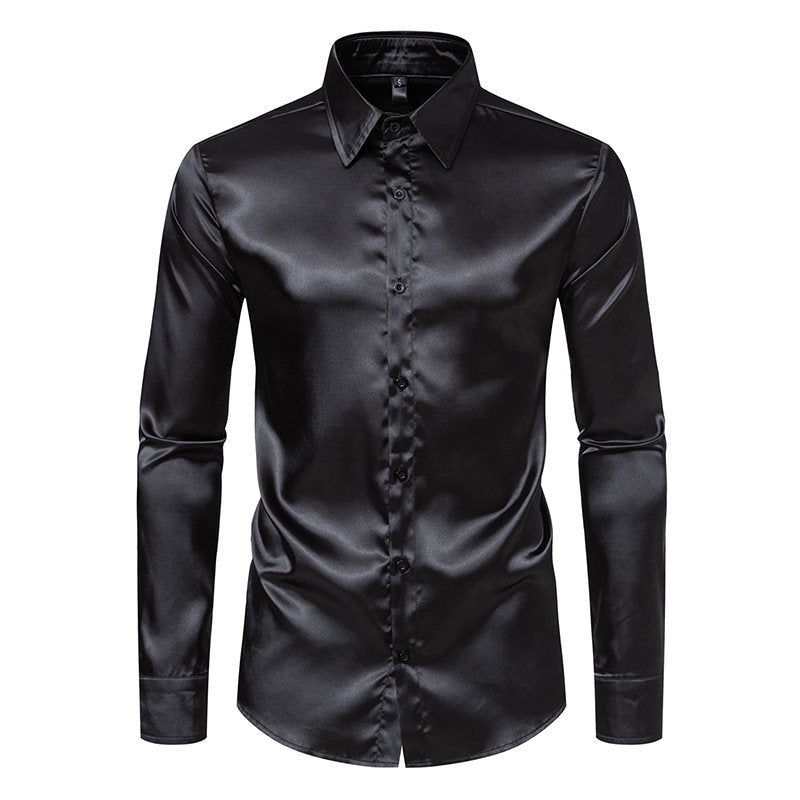 Ian – Satin skjorta i solid färg