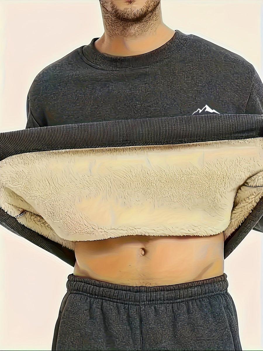 Unisex sweatshirt med borstat foder, bergslogga och rund hals