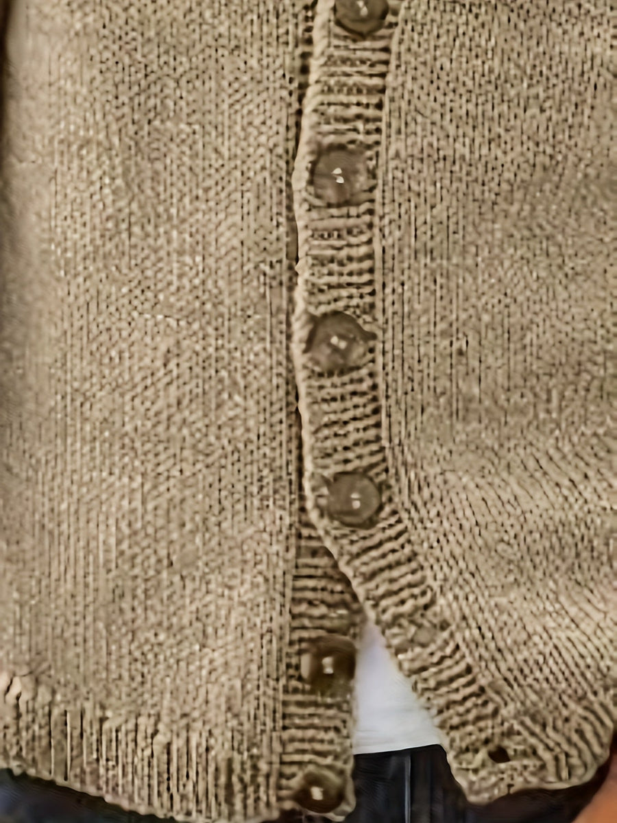 Herr kofta i stickat material med knappar, beige