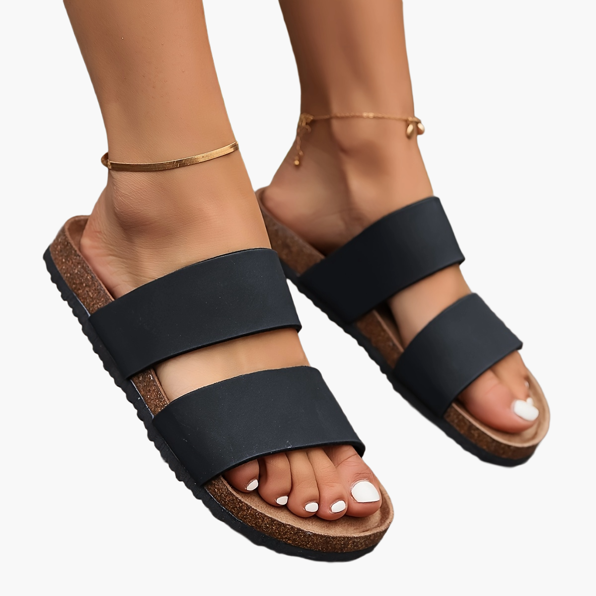 Damers Stilrena Slip-in Sandaler med Dubbelrem för Sommar och Vardag