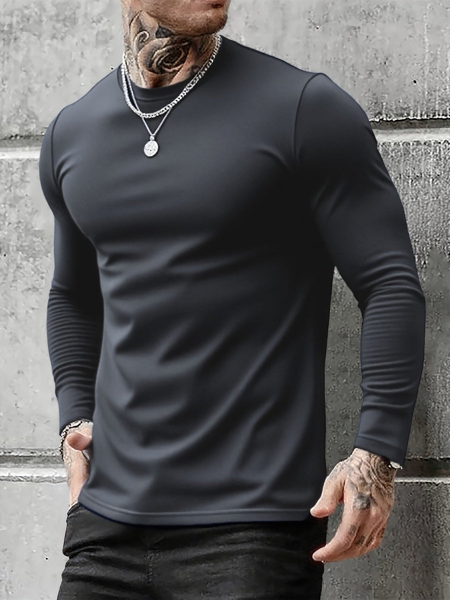 3-pack Herr Tröja Långärmad Rundhalsad Slim Fit Svart Vit Grå