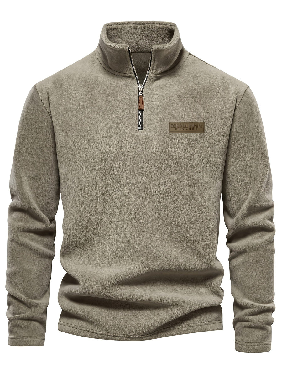 Men's Quarter-Zip Fleece Pullover with Logo Patch