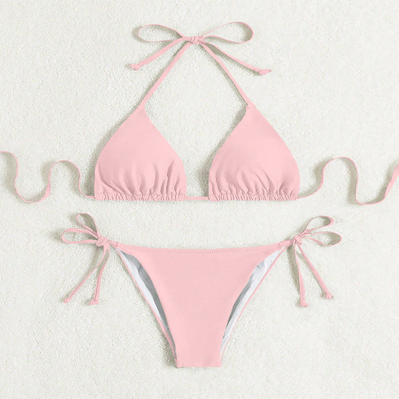 Donna – Bikinis med knytning i ren färg