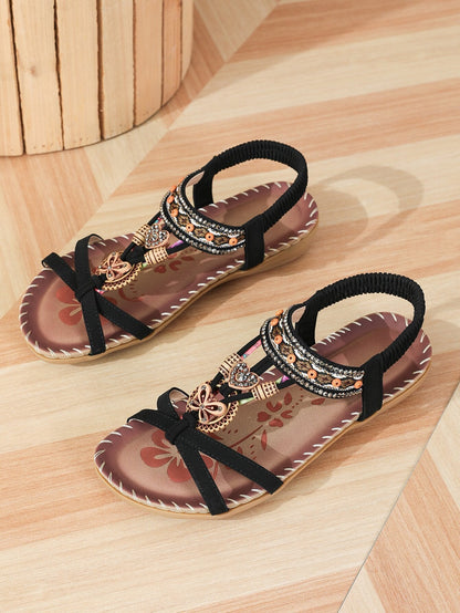 Jennifer – Blommiga Sandaler med Strass