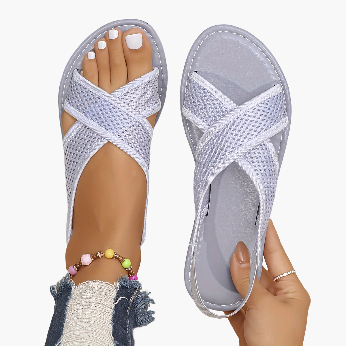 Damers trendiga slip-in sandaler med korsade remmar för sommar och vardag