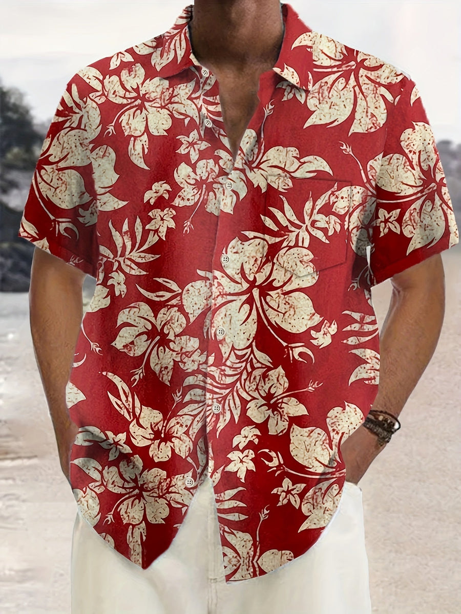 Herr Skjorta Hawaii-Style Blommig Kortärmad Sommar Semester