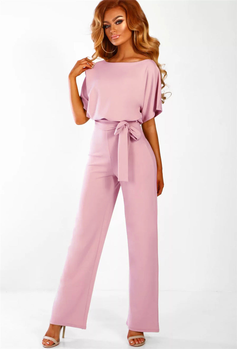 Jenny – Kortärmad Jumpsuit med Snörning i 7 Färger