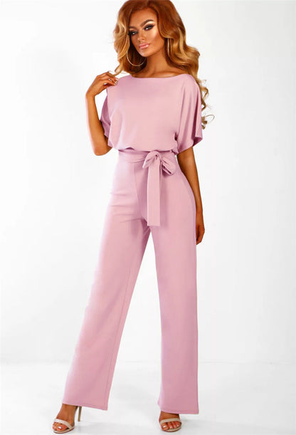Jenny – Kortärmad Jumpsuit med Snörning i 7 Färger