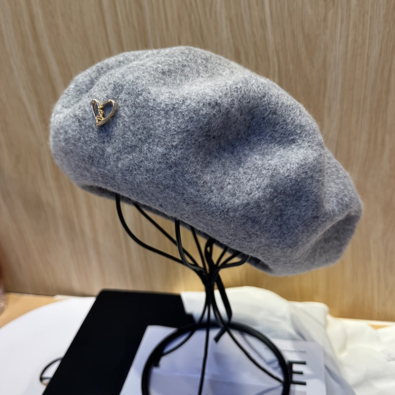 Women's Heart Charm Beret Hat